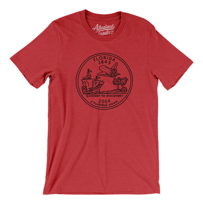 Florida State Quarter Men/Unisex T-Shirt-Heather Red-Allegiant Goods Co. Vintage Sports Apparel