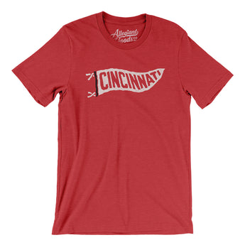 Cincinnati Pennant Men/Unisex T-Shirt-Heather Red-Allegiant Goods Co. Vintage Sports Apparel