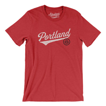 Portland Vintage Script Men/Unisex T-Shirt-Heather Red-Allegiant Goods Co. Vintage Sports Apparel