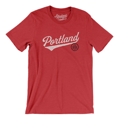 Portland Vintage Script Men/Unisex T-Shirt-Heather Red-Allegiant Goods Co. Vintage Sports Apparel