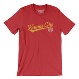 Kansas City Vintage Script Men/Unisex T-Shirt-Heather Red-Allegiant Goods Co. Vintage Sports Apparel
