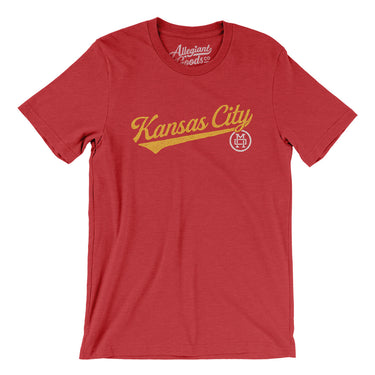 Kansas City Vintage Script Men/Unisex T-Shirt-Heather Red-Allegiant Goods Co. Vintage Sports Apparel
