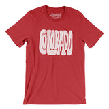 Colorado State Shape Text Men/Unisex T-Shirt-Heather Red-Allegiant Goods Co. Vintage Sports Apparel