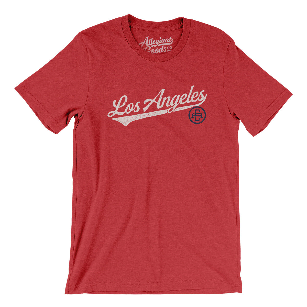 Los Angeles Vintage Script Men/Unisex T-Shirt-Heather Red-Allegiant Goods Co. Vintage Sports Apparel