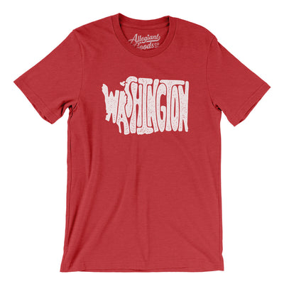 Washington State Shape Text Men/Unisex T-Shirt-Heather Red-Allegiant Goods Co. Vintage Sports Apparel