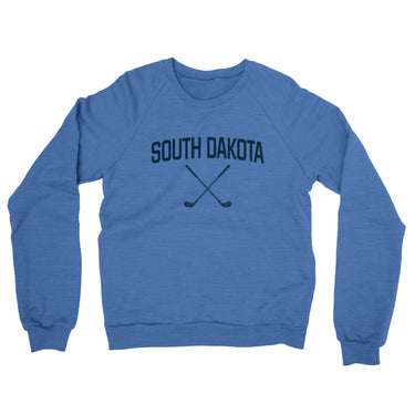 South Dakota Golf Midweight French Terry Crewneck Sweatshirt-Heather Royal-Allegiant Goods Co. Vintage Sports Apparel