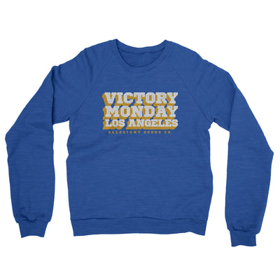 Victory Monday Los Angeles Midweight French Terry Crewneck Sweatshirt-Heather Royal-Allegiant Goods Co. Vintage Sports Apparel