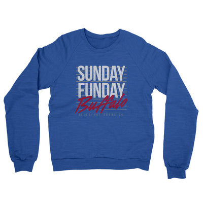 Sunday Funday Buffalo Midweight French Terry Crewneck Sweatshirt-Heather Royal-Allegiant Goods Co. Vintage Sports Apparel