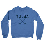 Tulsa Golf Midweight French Terry Crewneck Sweatshirt-Heather Royal-Allegiant Goods Co. Vintage Sports Apparel