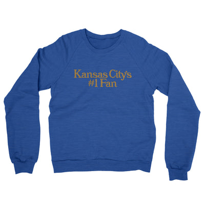 Kansas City's Number 1 Fan Midweight French Terry Crewneck Sweatshirt-Heather Royal-Allegiant Goods Co. Vintage Sports Apparel