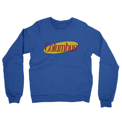 Columbus Seinfeld Midweight French Terry Crewneck Sweatshirt-Heather Royal-Allegiant Goods Co. Vintage Sports Apparel