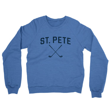 St. Pete Golf Midweight French Terry Crewneck Sweatshirt-Heather Royal-Allegiant Goods Co. Vintage Sports Apparel