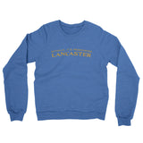Actually It's Pronounced Lancaster Midweight French Terry Crewneck Sweatshirt-Heather Royal-Allegiant Goods Co. Vintage Sports Apparel