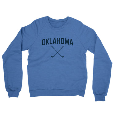 Oklahoma Golf Midweight French Terry Crewneck Sweatshirt-Heather Royal-Allegiant Goods Co. Vintage Sports Apparel