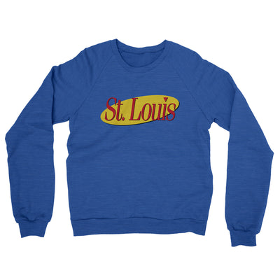 St Louis Seinfeld Midweight French Terry Crewneck Sweatshirt-Heather Royal-Allegiant Goods Co. Vintage Sports Apparel