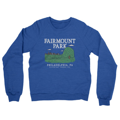Fairmount Park Midweight French Terry Crewneck Sweatshirt-Heather Royal-Allegiant Goods Co. Vintage Sports Apparel