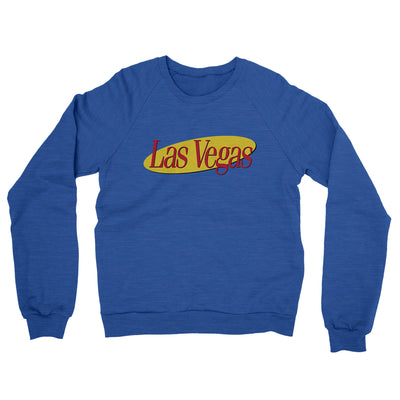 Las Vegas Seinfeld Midweight French Terry Crewneck Sweatshirt-Heather Royal-Allegiant Goods Co. Vintage Sports Apparel