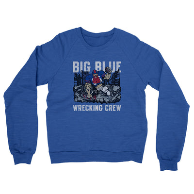 Big Blue Wrecking Crew Midweight French Terry Crewneck Sweatshirt-Heather Royal-Allegiant Goods Co. Vintage Sports Apparel