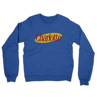 Charlotte Seinfeld Midweight French Terry Crewneck Sweatshirt-Heather Royal-Allegiant Goods Co. Vintage Sports Apparel