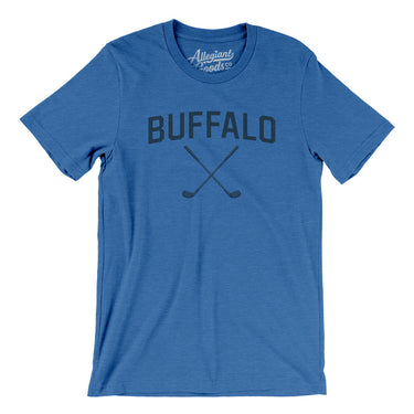 Buffalo Golf Men/Unisex T-Shirt-Heather True Royal-Allegiant Goods Co. Vintage Sports Apparel