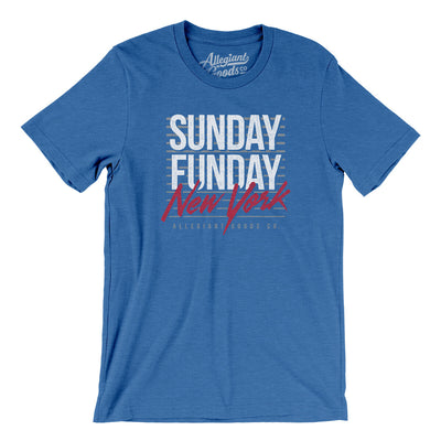 Sunday Funday New York Men/Unisex T-Shirt-Heather True Royal-Allegiant Goods Co. Vintage Sports Apparel