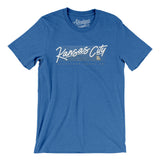 Kansas City Retro Men/Unisex T-Shirt-Heather True Royal-Allegiant Goods Co. Vintage Sports Apparel