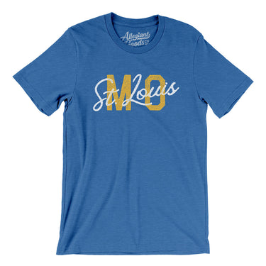 St. Louis Mo Overprinted Men/Unisex T-Shirt-Heather True Royal-Allegiant Goods Co. Vintage Sports Apparel