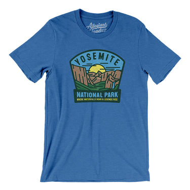 Yosemite National Park Badge Men/Unisex T-Shirt-Heather True Royal-Allegiant Goods Co. Vintage Sports Apparel