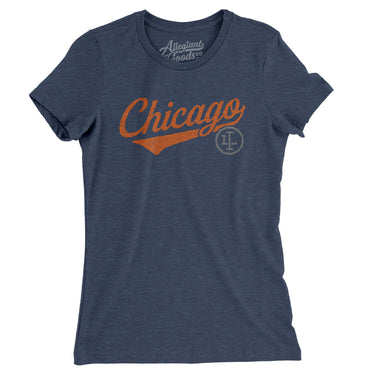 Chicago Vintage Script Women's T-Shirt-Indigo-Allegiant Goods Co. Vintage Sports Apparel
