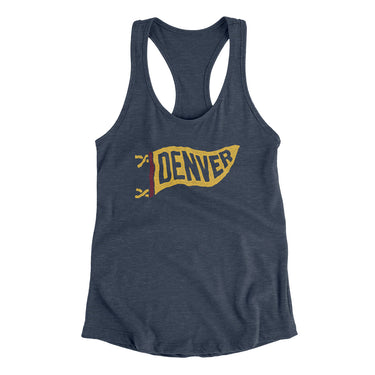 Denver Pennant Women's Racerback Tank-Indigo-Allegiant Goods Co. Vintage Sports Apparel