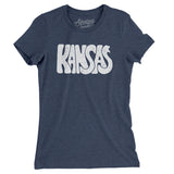 Kansas State Shape Text Women's T-Shirt-Indigo-Allegiant Goods Co. Vintage Sports Apparel