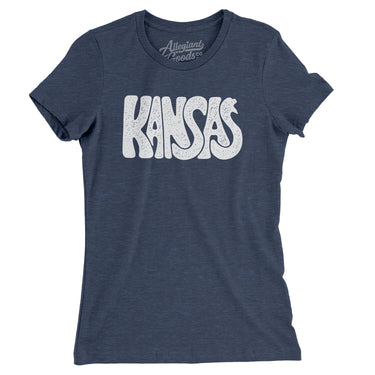Kansas State Shape Text Women's T-Shirt-Indigo-Allegiant Goods Co. Vintage Sports Apparel