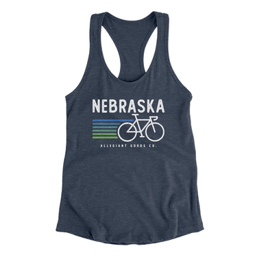 Nebraska Cycling Women's Racerback Tank-Indigo-Allegiant Goods Co. Vintage Sports Apparel