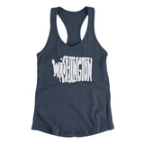Washington State Shape Text Women's Racerback Tank-Allegiant Goods Co. Vintage Sports Apparel
