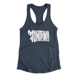 Montana State Shape Text Women's Racerback Tank-Indigo-Allegiant Goods Co. Vintage Sports Apparel