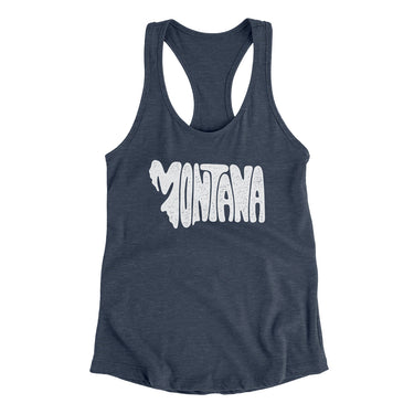 Montana State Shape Text Women's Racerback Tank-Indigo-Allegiant Goods Co. Vintage Sports Apparel