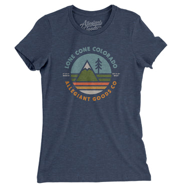 Lone Cone Colorado Retro Badge Women's T-Shirt-Indigo-Allegiant Goods Co. Vintage Sports Apparel