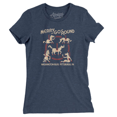 Merry Go Round Pittsburgh Women's T-Shirt-Indigo-Allegiant Goods Co. Vintage Sports Apparel