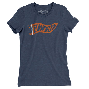 Edmonton Pennant Women's T-Shirt-Indigo-Allegiant Goods Co. Vintage Sports Apparel