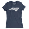 North Carolina State Shape Text Women's T-Shirt-Indigo-Allegiant Goods Co. Vintage Sports Apparel