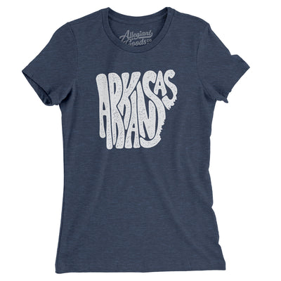 Arkansas State Shape Text Women's T-Shirt-Indigo-Allegiant Goods Co. Vintage Sports Apparel
