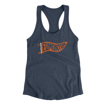 Edmonton Pennant Women's Racerback Tank-Indigo-Allegiant Goods Co. Vintage Sports Apparel