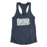 Pennsylvania State Shape Text Women's Racerback Tank-Indigo-Allegiant Goods Co. Vintage Sports Apparel