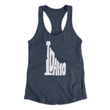 Idaho State Shape Text Women's Racerback Tank-Indigo-Allegiant Goods Co. Vintage Sports Apparel