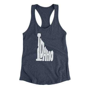 Idaho State Shape Text Women's Racerback Tank-Indigo-Allegiant Goods Co. Vintage Sports Apparel