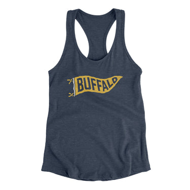 Buffalo Pennant Women's Racerback Tank-Indigo-Allegiant Goods Co. Vintage Sports Apparel