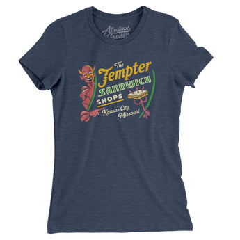 The Tempter Sandwich Shops Kc Women's T-Shirt-Indigo-Allegiant Goods Co. Vintage Sports Apparel