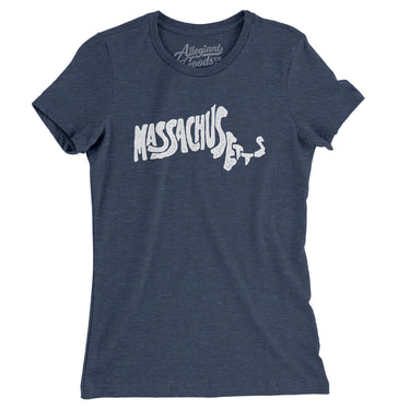 Massachusetts State Shape Text Women's T-Shirt-Allegiant Goods Co. Vintage Sports Apparel