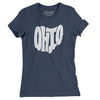 Ohio State Shape Text Women's T-Shirt-Indigo-Allegiant Goods Co. Vintage Sports Apparel