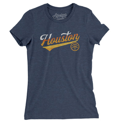 Houston Vintage Script Women's T-Shirt-Indigo-Allegiant Goods Co. Vintage Sports Apparel